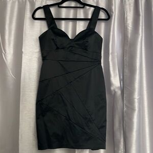 H & M black cocktail dress satin lined NWT zippered back gold hardwa